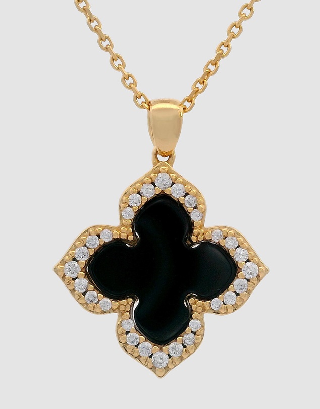 Georgini - GEORGINI MIDNIGHT VELVET BLACK AGATE FAIRWATER PENDANT GOLD