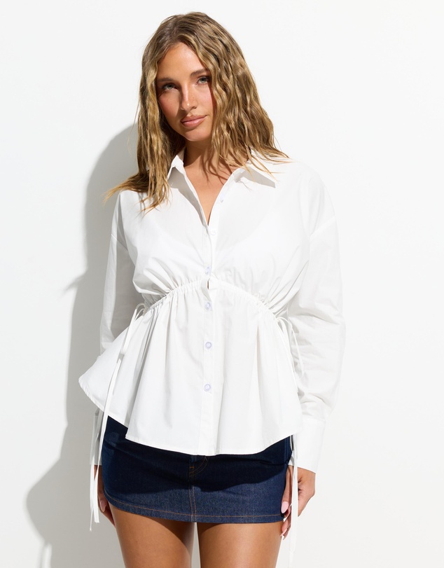 Dazie - Zoe Ruched Detail Button Shirt