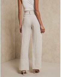 AERE - Linen Wide Leg Pants With Deep Waist Band