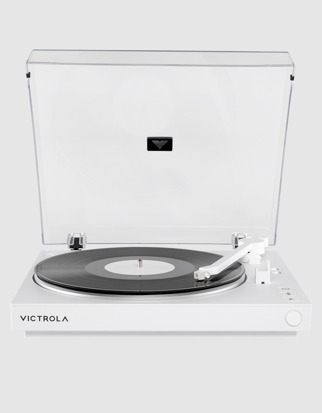 Victrola - Victrola Automatic Turntable + Victrola Tempo Bookshelf Speakers Bundle - White