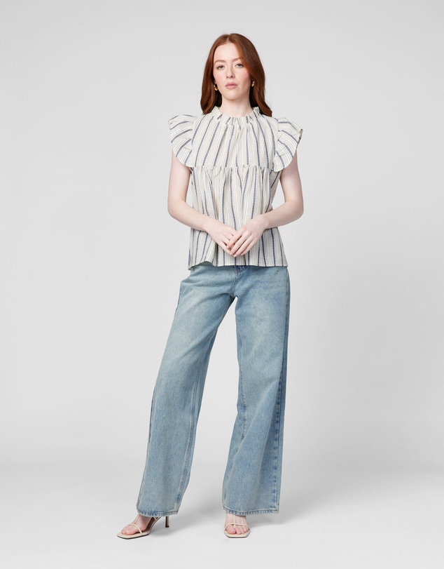 MVN - Printed Ruffle Sleeve Top