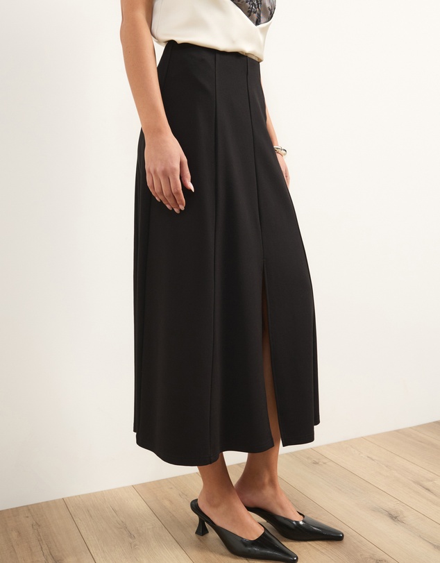 Atmos&Here - Laura Ponte Midi Skirt With Front Split At Hem