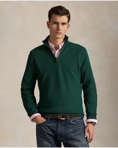 Polo Ralph Lauren - Mesh-Knit Cotton Quarter-Zip Sweater