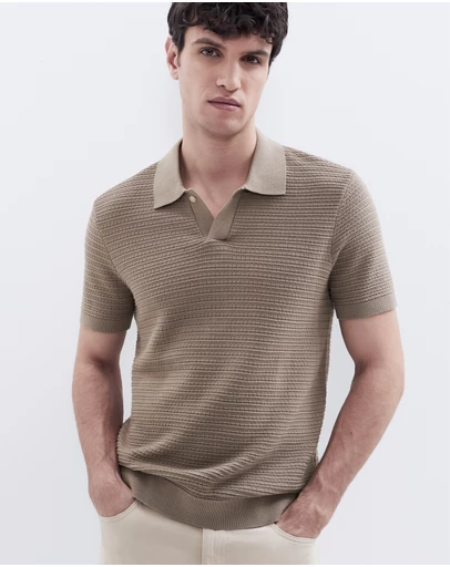 UNISON - Pointelle Stitch Knit Polo
