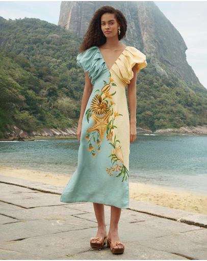 Farm Rio - Marine Garden Midi Dress