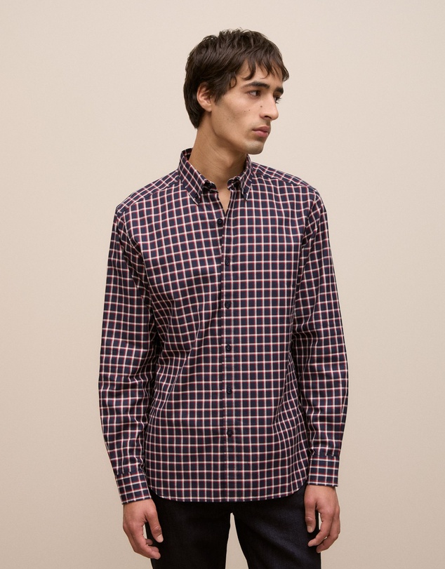 Trenery - Regular Fit Fine Check Shirt in Navy