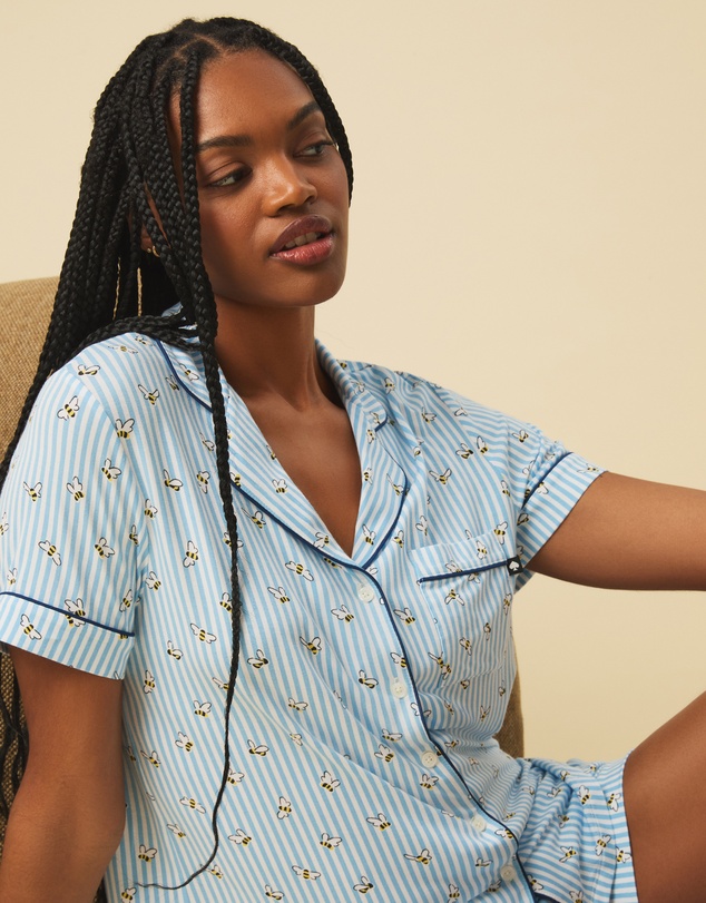 Kate Spade - Printed Modal Button Up Short Sleeve Short Pyjama Set