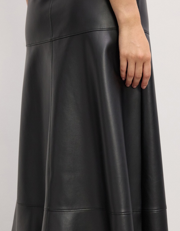 The Fated - Cam Leather Look Midi Skirt