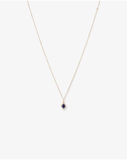 Michael Hill - Pear Cut Created Sapphire and Diamond Halo Pendant Necklace in 10kt Yellow Gold