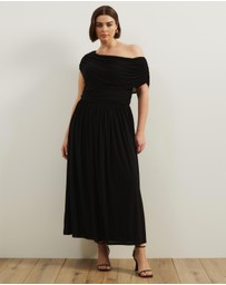 Atmos&Here Curvy - Winnie Off Shoulder Mesh Maxi Dress
