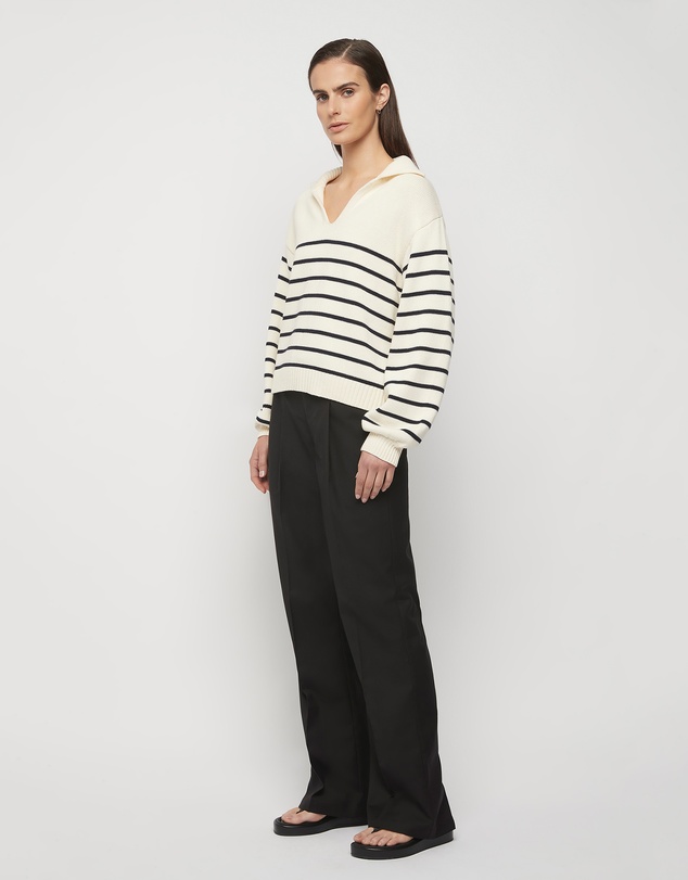 FRIEND of AUDREY - Collared Cotton Striped Knit