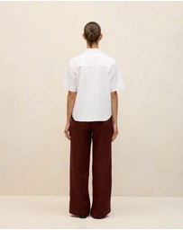 Trenery - Cotton Seersucker Short Sleeve Shirt in White