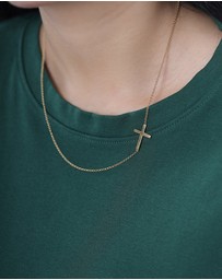 Elli Jewelry - Necklace Cross Symbol 925 Sterling Silver Gold-Plated