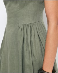 Revibe - Repaired AERE Gabriella Linen Midi Dress - AU 12