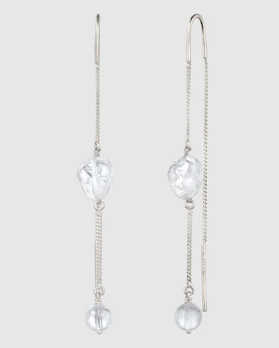 Elli Jewelry - Rock Crystal Threader Earrings in 925 Silver