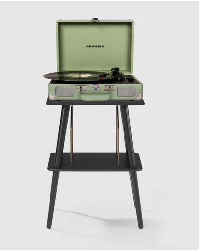 Crosley - Crosley Cruiser Bluetooth Portable Turntable - Mint + Crosley Entertainment Stand Bundle
