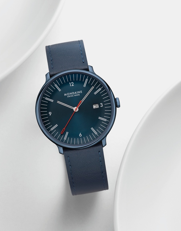 Mondaine - Mondaine Doppio Blue Vegan Leather 41mm Watch