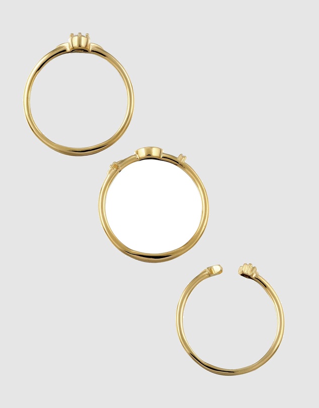 Elli Jewelry - Celestial Zirconia Stacking Ring Set in Gold-Plated 925 Silver