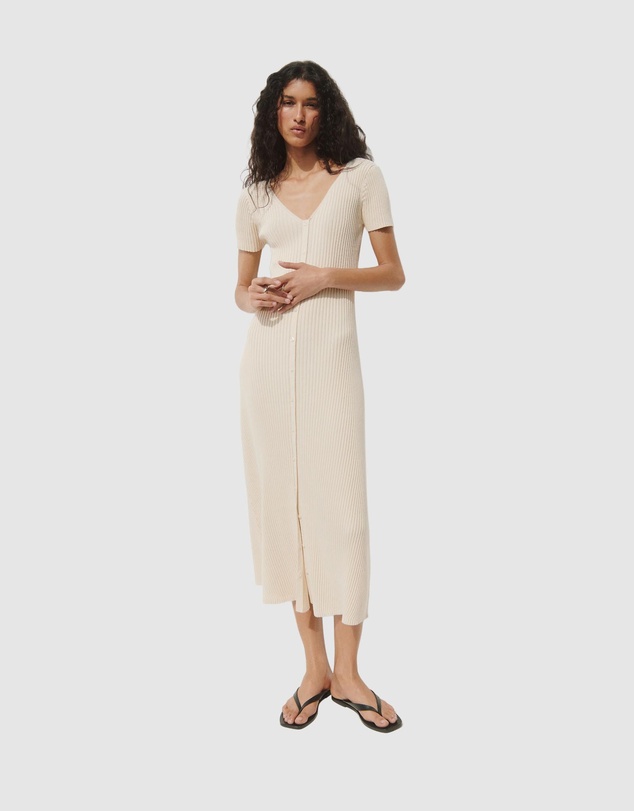 GAP - Short Sleeve Button Front Sweater Maxi Dress