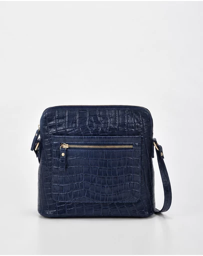 Cobb & Co - Kingsley Croc Leather RFID Safe Crossbody