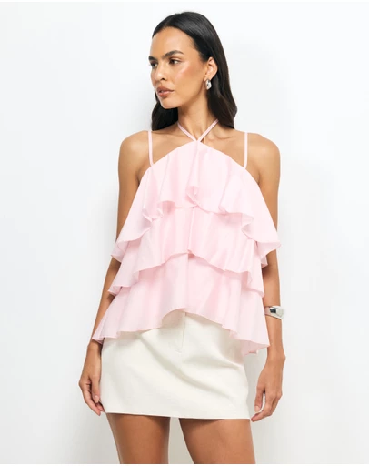 AERE - Giselle Tiered Halter Top