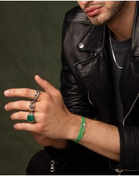 Nialaya Jewellery - Green Wrap-Around String Bracelet with Sterling Silver Lock