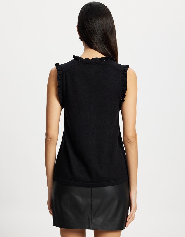 Lindsay Nicholas New York - Frill Crew Neck Shell Top