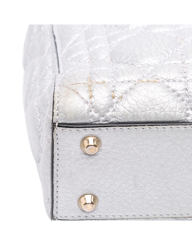 Pre-Loved by Azura Reborn - Pre-Loved Mini Metallic Grained Calfskin Cannage Lady Dior