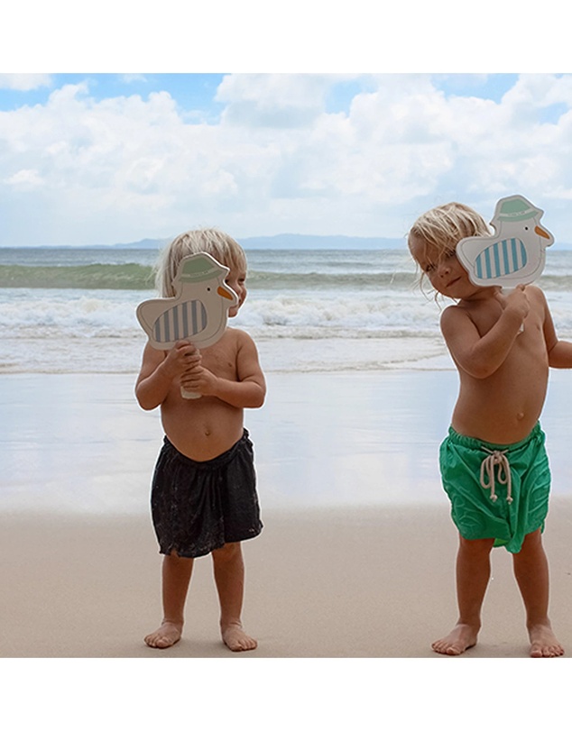 Sunnylife - Kids Velcro Beach Bats Sammy the Seagull Blue Stripe