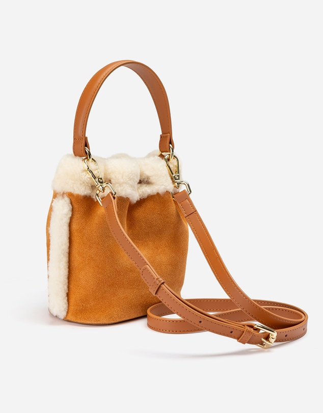 Ozwear Connection Uggs - Ugg Shearling Logo Mini Bucket Bag