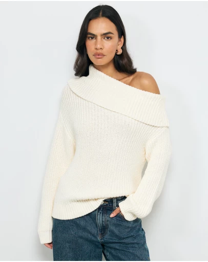AERE - Leia Off Shoulder Knit Jumper