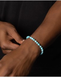 Nialaya Jewellery - Men's Beaded Bracelet with Turquoise and Silver