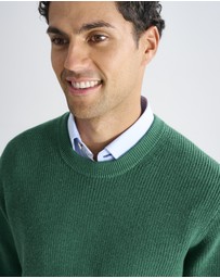 3 Wise Men - 3 Wise Men Drake Crew Neck Wool Blend Knit - Green