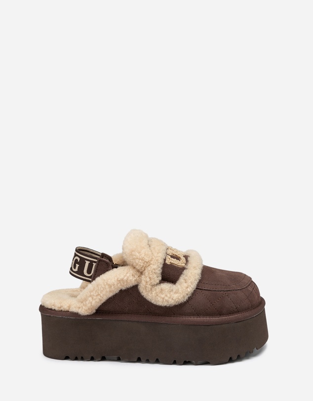 Ozwear Connection Uggs - Ugg Violet Matelassé Shearling Super Platform (6cm) Slipper (Elastic Logo) (Detachable Feature)