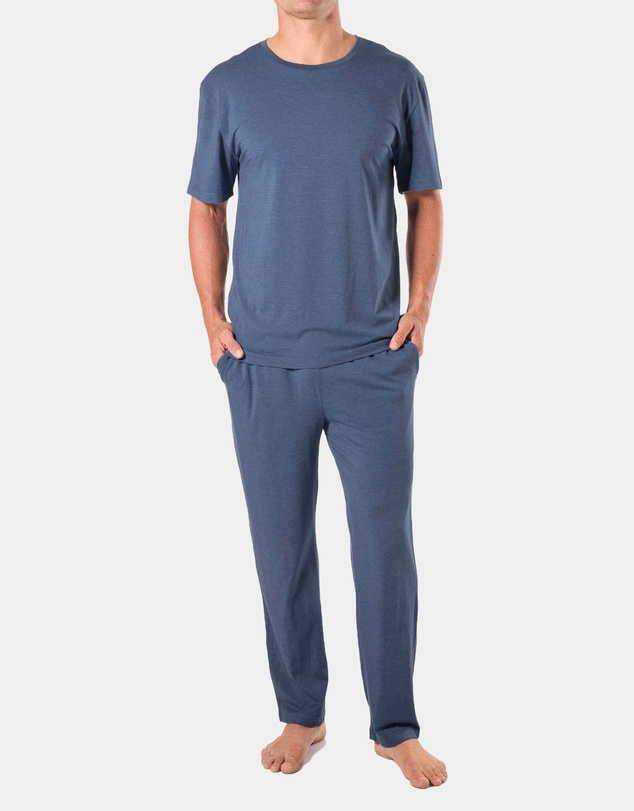 Mitch Dowd - Mens Soft Bamboo Crew Neck Sleep Tee - Blue Marle