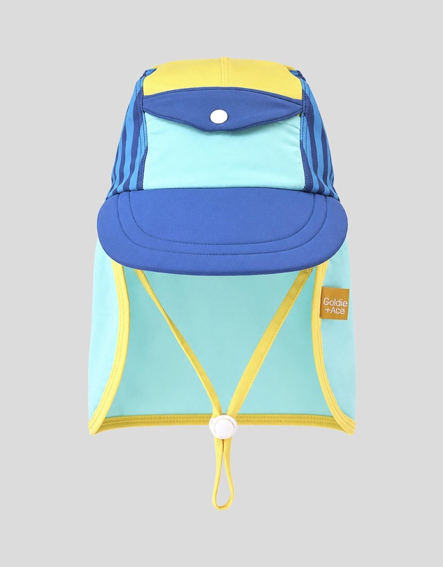 Goldie + Ace - Stripe Panel Legionnaries Swim Hat - Babies-Kids
