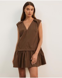 Atmos&Here - Allie Cotton Poplin V-Neck Mini Dress