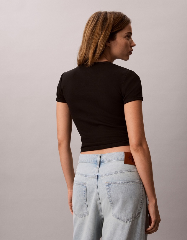 Calvin Klein Jeans - Contour Rib Logo Cropped Tee