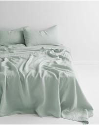 Aura Home - Evie Stonewash Organic Cotton Sheet Set in Mist