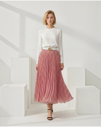 Mossée - Lucy Summer Stripe Pleated Skirt