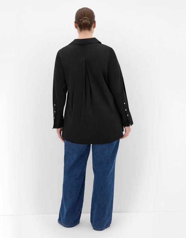 City Chic - Plus size Elevated Long Sleeve Stretch Shirt - black