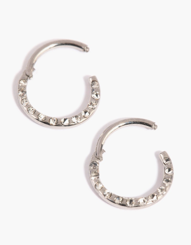 Lovisa - Surgical Steel Pave Hoop Earrings