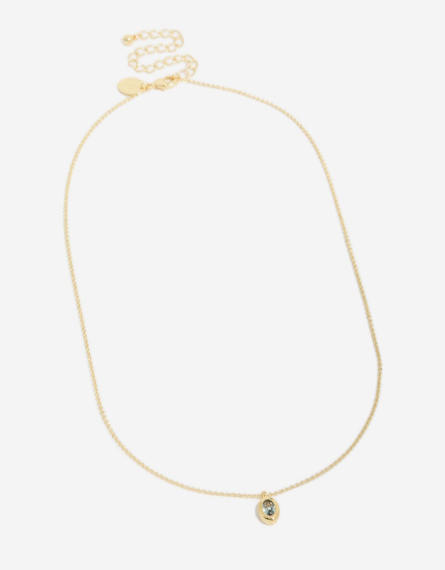 Lovisa - Gold Plated Brass Aquamarine Cubic Zirconia March Birthstone Necklace