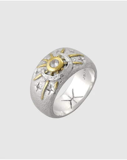 Kuzzoi - ICONIC EXCLUSIVE - Sun and Moon Bi-Color Ring in 925 Sterling Silver