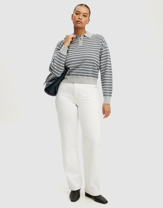 Cotton On - Boxy LS Polo Knit
