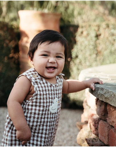 Purebaby - Gingham Romper-Kids-Babies