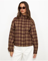 Dazie - Isla Funnel Neck Check Bomber Jacket