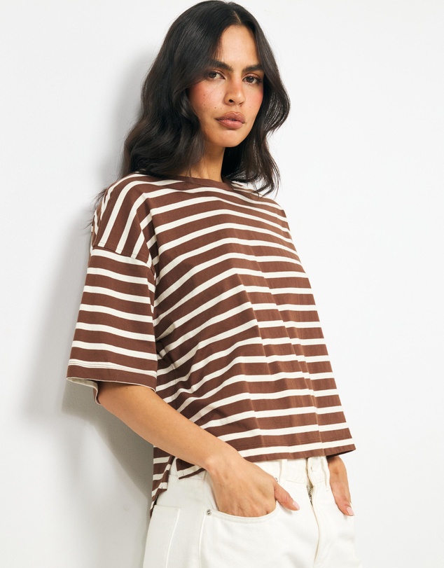 AERE - Layla Stripe Boxy Tee