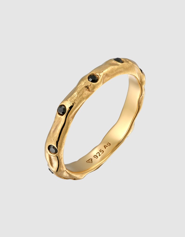 Elli Jewelry - Elli Jewelry Crystal Wave Ring in Gold-Plated 925 Silver