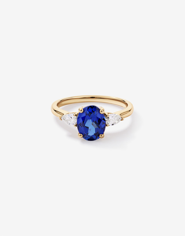 Michael Hill - Created Sapphire and 0.27 Carat TW Laboratory-Grown Diamond Ring in 10kt Gold